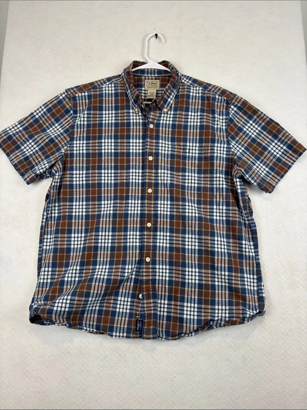 L.L.Bean Traditional Fit Plaid Button Front Shirt Men’s Large Regular Preppy